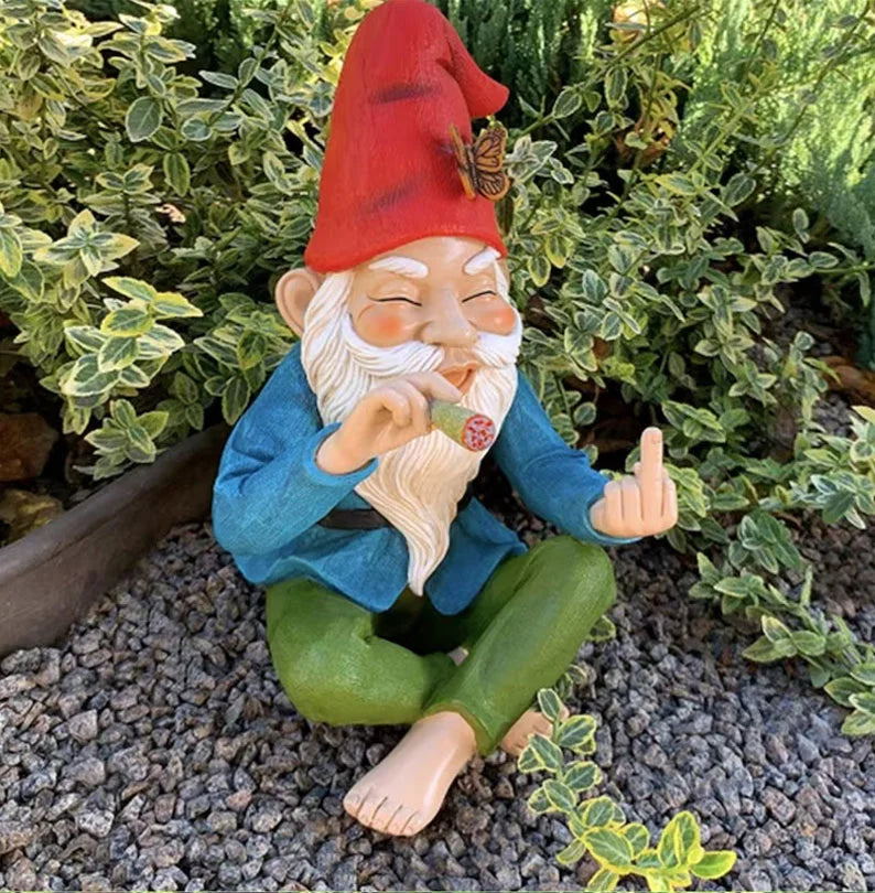 Rude Garden Gnome Statue
