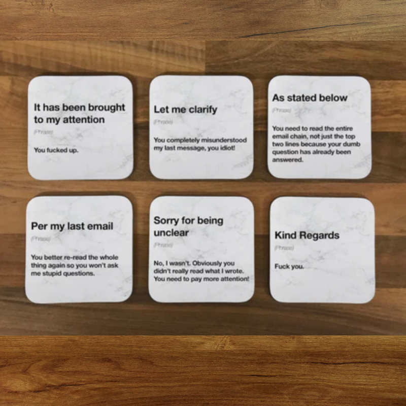 Cozium™ Funny Office Email Definitions Coasters (Set of 6)