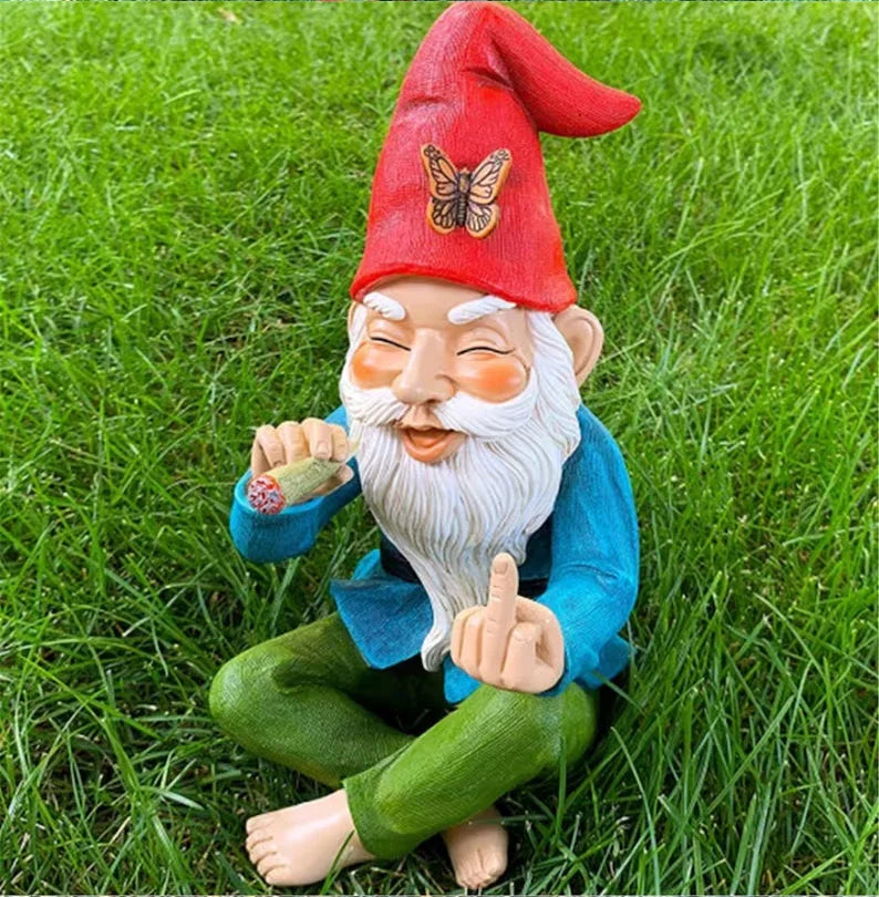 Rude Garden Gnome Statue